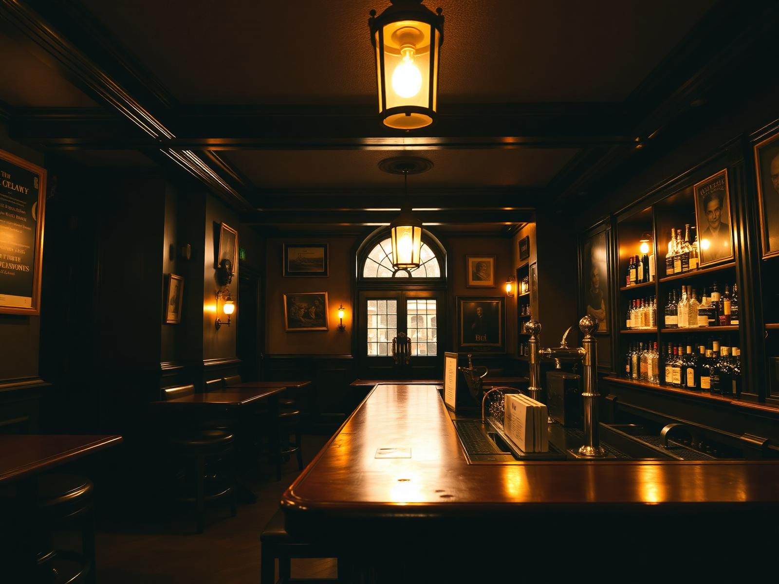 A warmly lit independent British pub interior